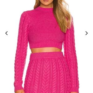 Vibrant Pink Cable Knit Crop Top